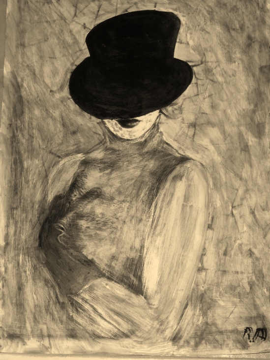 donna con cappello nero